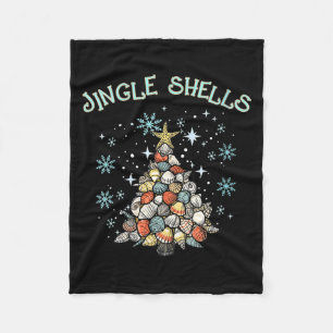 Womens Jingle Shells Christmas Tree Snowflakes Cel Fleece Blanket