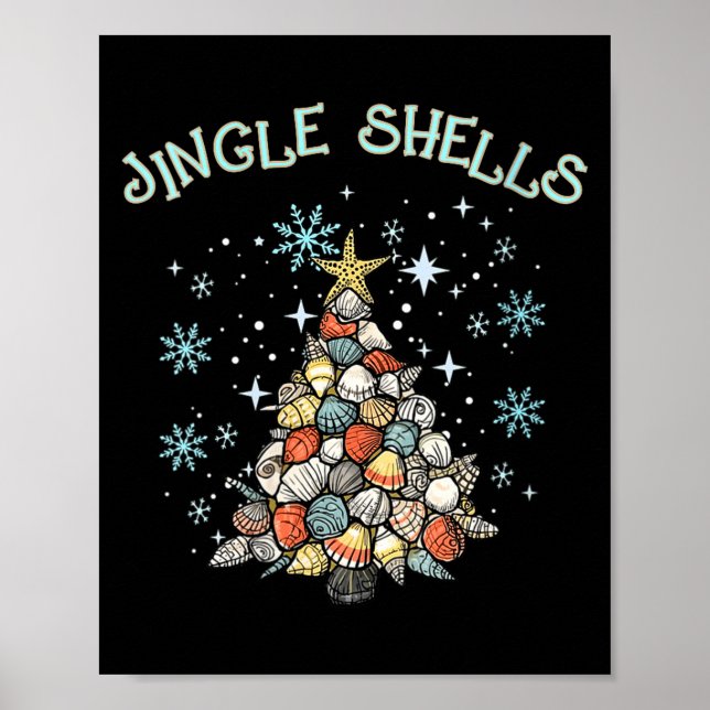 Womens Jingle Shells Christmas Tree Snowflakes Cel Poster (Front)