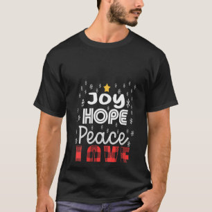 Womens Joy Hope Peace Love Snowflakes Buffalo Plai T-Shirt