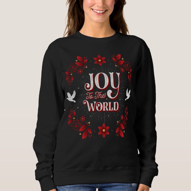 Women's Joy to the World Christmas Red Sweatshirt (Front)