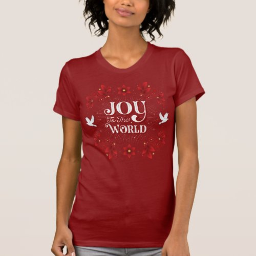 Womens Joy to the World Christmas Red T_Shirt