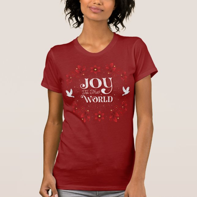 Women's Joy to the World Christmas Red T-Shirt (Front)