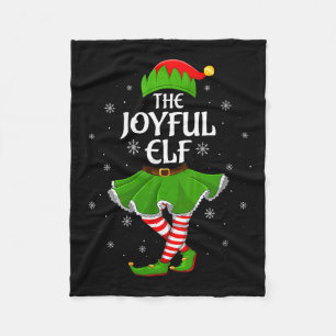 Womens Joyful Elf Christmas Family Girls Women Elf Fleece Blanket