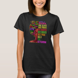 Womens July Girl She Slays & Prays July Birthday T-Shirt