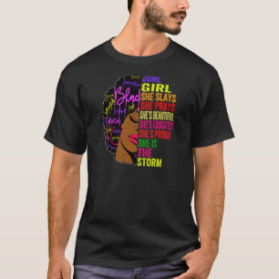 Womens June Girl Slays Prays Afro Black History Mo T-Shirt
