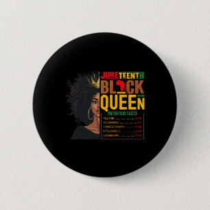 Womens Juneteenth Black Queen Nutritional Facts 4t Button