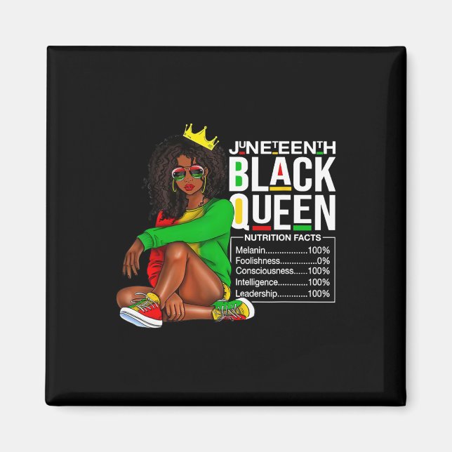 Womens Juneteenth Black Queen Nutritional Facts 4t Magnet (Front)