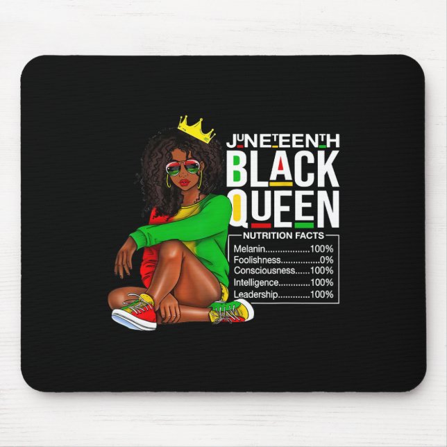Womens Juneteenth Black Queen Nutritional Facts 4t Mouse Pad (Front)