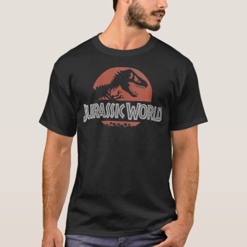 Womens Jurassic World Classic Red Logo VNeck  T_Shirt