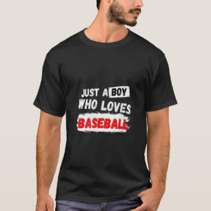 Womens Just a Boy Baseball Sport Boys Men Funny V T-Shirt