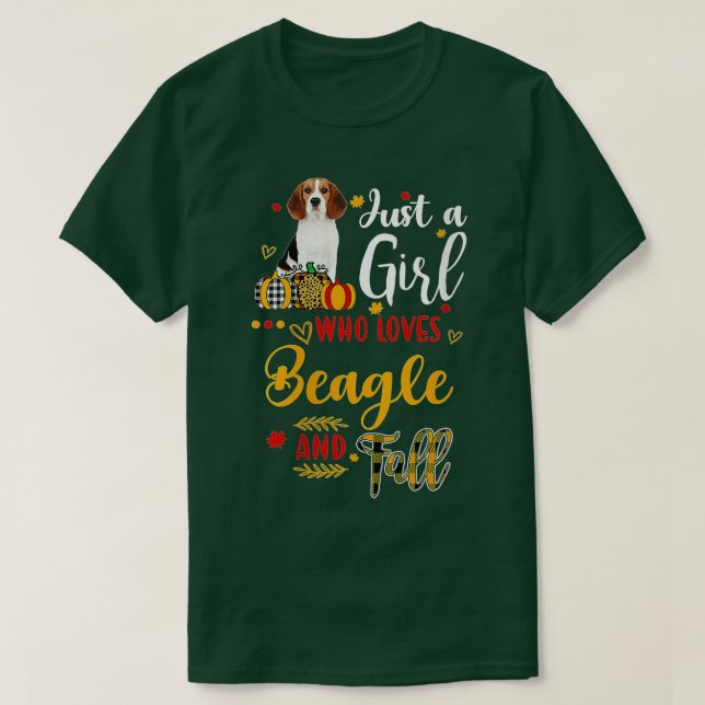 Womens Just A Girl Who Loves Beagle And Fall Autum T-Shirt (Design Front)