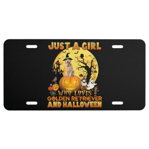 Womens Just a Girl Who Loves Golden Retriever License Plate
