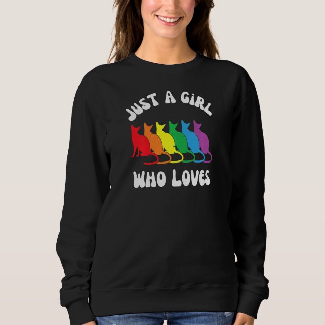 Womens Just A Girl Who Loves Pride And Cats Sweatshirt (Front)