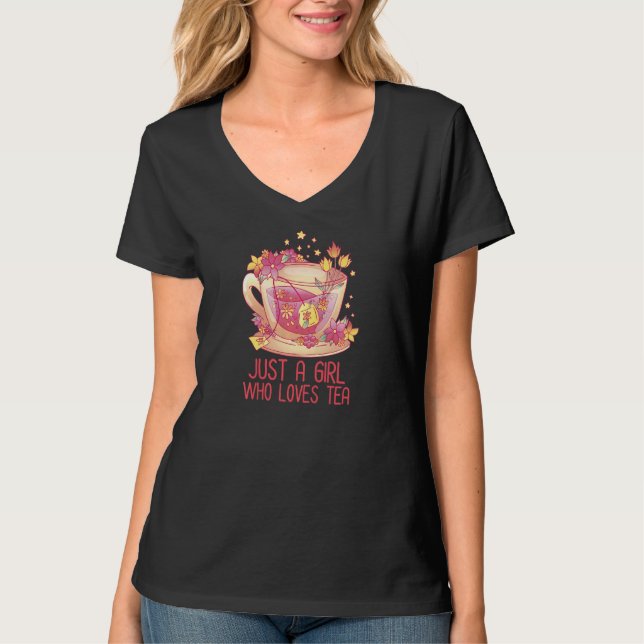 Womens Just A Girl Who Loves Tea Tea Drinker Tea   T-Shirt (Front)