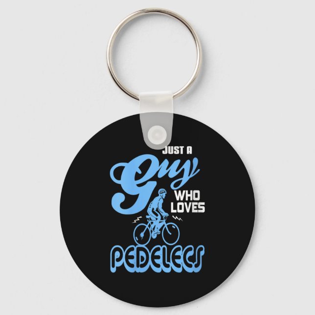Womens Just A Guy Who Loves Pedelecs Electric Bike Keychain (Front)