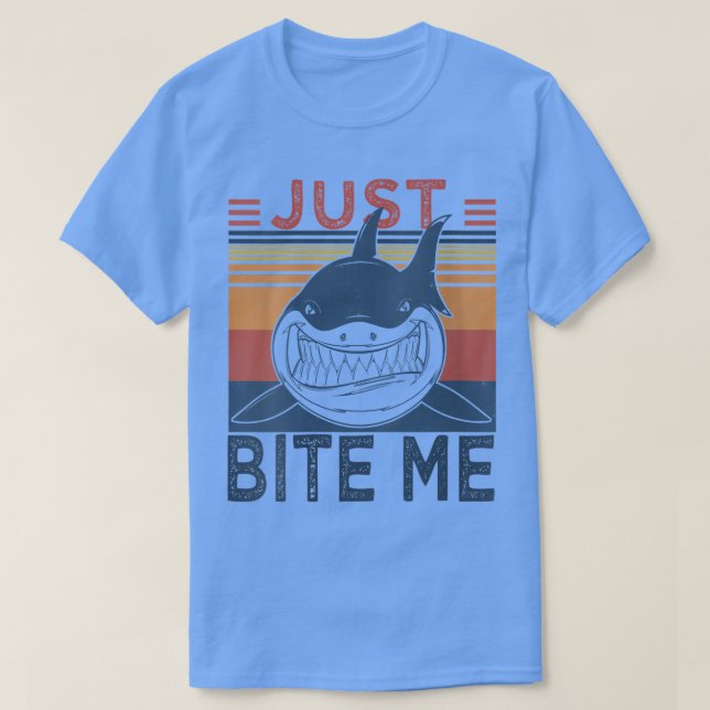 Womens Just Bite MeFunny Fishing Cool Shark VNeck  T-Shirt (Design Front)