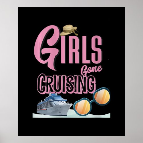 Womens Jute Hat Girls Gone Cruising Poster