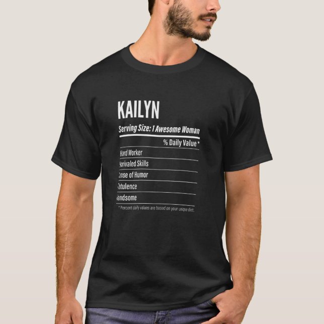 Womens Kailyn  Nutritional Facts Serving Size Calo T-Shirt (Front)