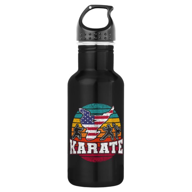 Women's Karate - Girls Martial Arts USA Flag Stainless Steel Water Bottle (Front)