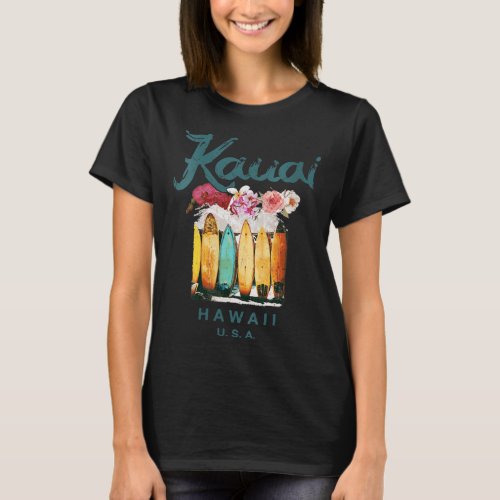 Womens Kauai Hawaii Vintage Hawaiian Surfing Retro T_Shirt