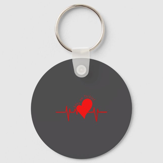 Womens Keep On Tickin! Ekg Heartbeat Cow Valve Hea Keychain (Front)