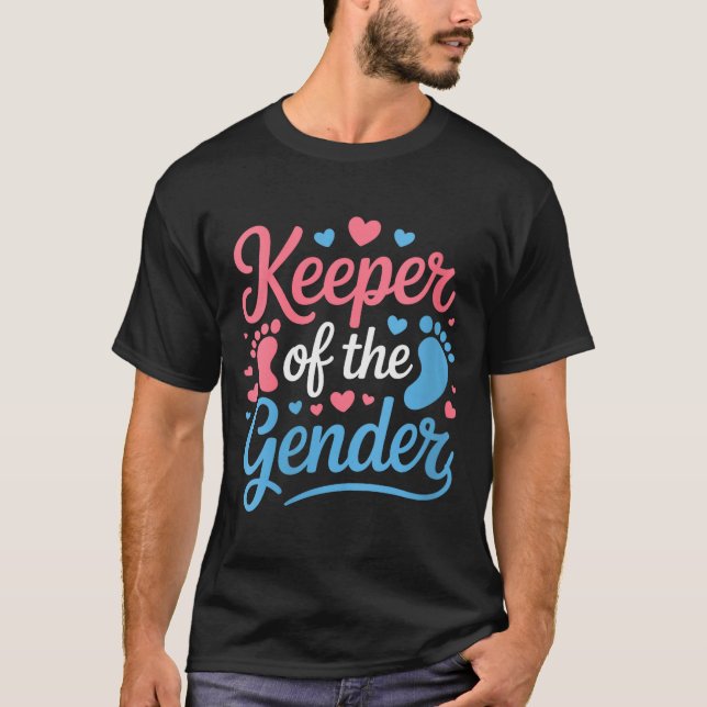 Womens Keeper Of The Gender, Pregnancy Reveal Gend T-Shirt (Front)