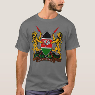 Womens Kenya Coat of Arms  World Country Flags Geo T-Shirt