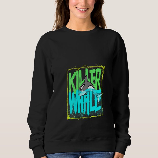 Womens Killer Whale Ocean Orcas V-Neck Sweatshirt (Front)