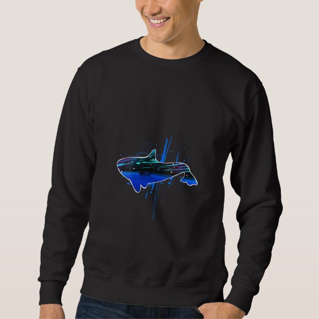 Womens Killer Whale Sea Life Save The Whales V-Nec Sweatshirt (Front)
