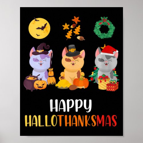 Womens Kitten Cat Halloween Christmas Cats Happy H Poster