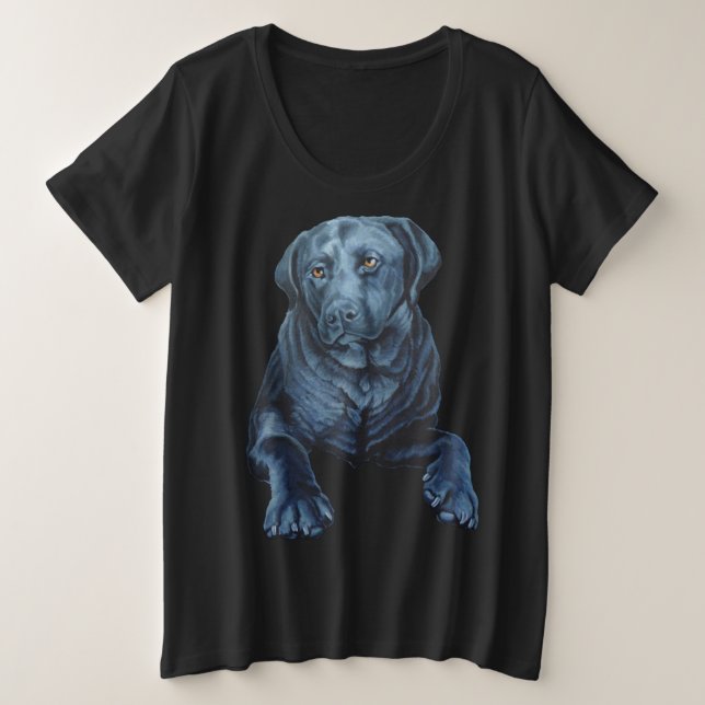 Women's Labrador T-shirt Plus Size Blue Dog Shirt (Design Front)