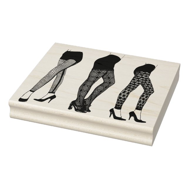 Womens Lace and Fishnet Stockings Legs High Heels Rubber Stamp (Stamp)