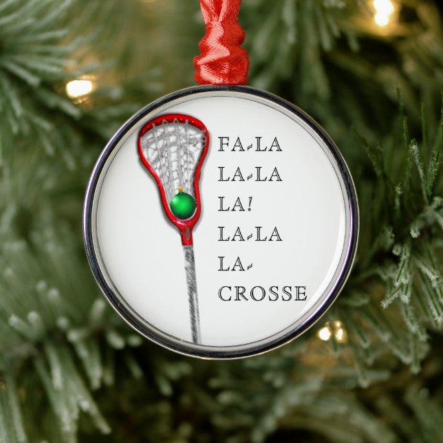 Women's Lacrosse Christmas Collectible Metal Ornament (Tree)