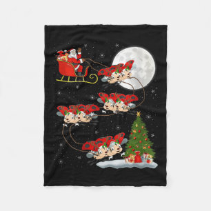 Womens Ladybug Ladybird Santa Sleigh Flying Funny Fleece Blanket