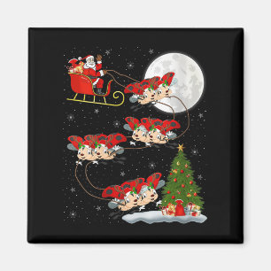 Womens Ladybug Ladybird Santa Sleigh Flying Funny Magnet
