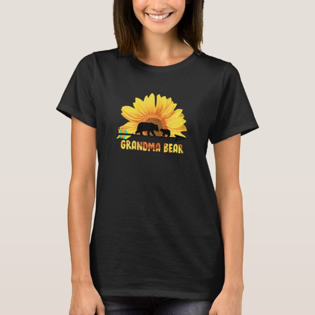 Womens LAM GAP Grandma Sunflower Bear Best Grandma T-Shirt (Front)