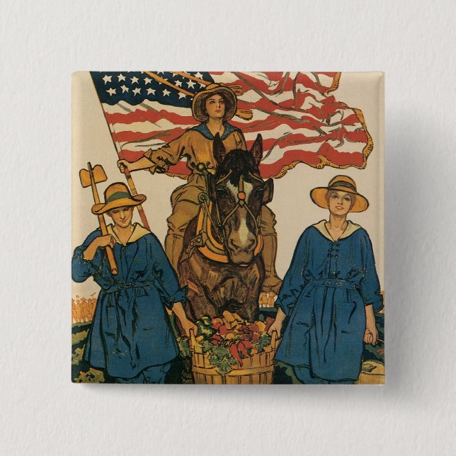 Women's Land Army Pinback Button (Front)