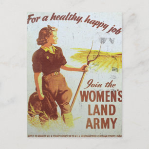 Womens land army vintage recruitment poster postcard