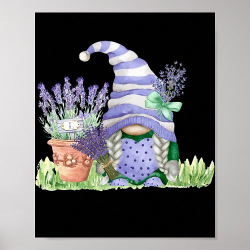 Womens Lavender Gnome Spring Gardening Purple Poster