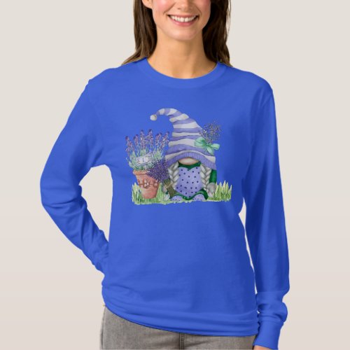 Womens Lavender Gnome Spring Gardening Purple T_Shirt