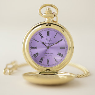 Womens Lawyer / Attorney luxury lilac chrome-look Pocket Watch