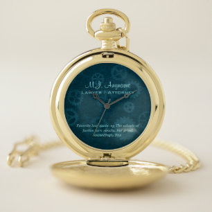 Womens Lawyer / Attorney luxury teal Pocket Watch