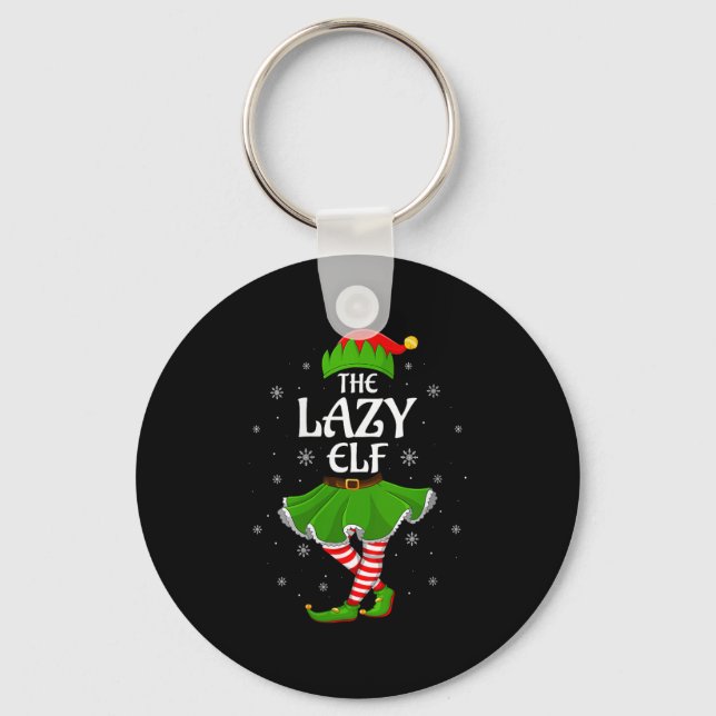 Womens Lazy Elf Christmas Family Girls Women Elf S Keychain (Front)