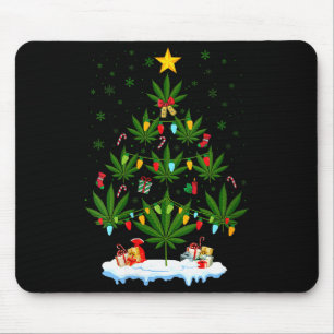 Womens Leaf Christmas Tree Weed Stoner Xmas V-neck Mouse Pad