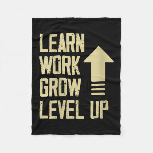 Womens Learn Work Grow Level Up Growth Success Vin Fleece Blanket