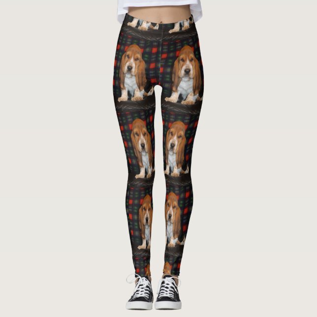 womens leggings Basset hound (Front)