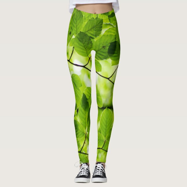 Women's Leggings | Eco Fitness Leafs (Front)