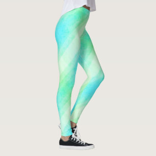 Womens Leggings Modern Blue Yellow Green Stripes