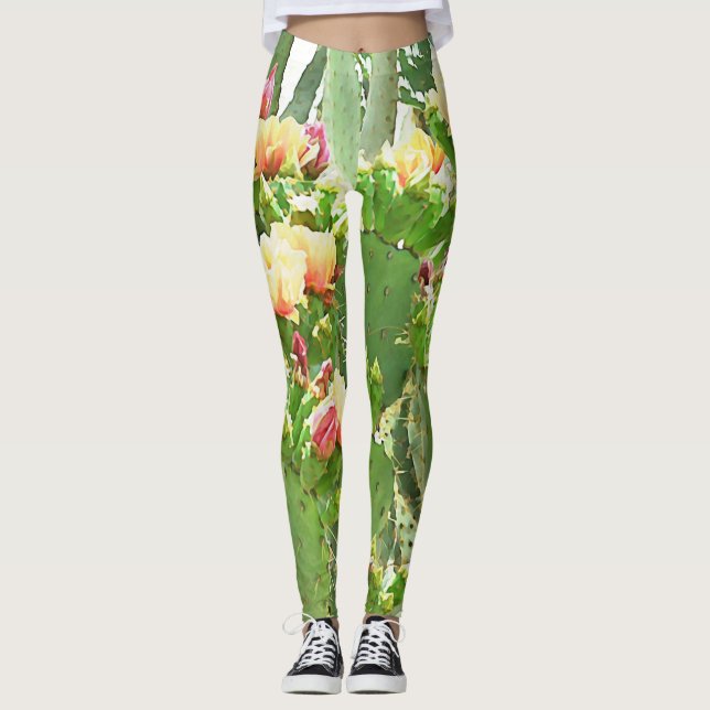 Women's Leggings - Prickly Pear Blooms (Front)