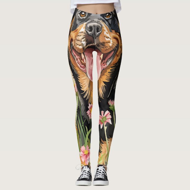Women's Leggings – Rottweiler Dog Print (Front)